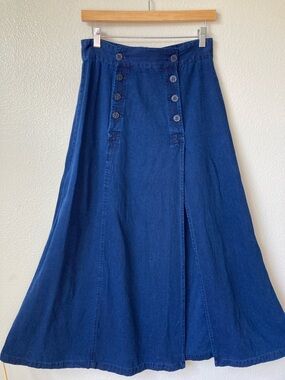 Vintage Corset Lace up back nautical anchor buttons front skirt 80s 90s sz 6